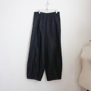IC black Linen Balloon Leg Pull-On Pant